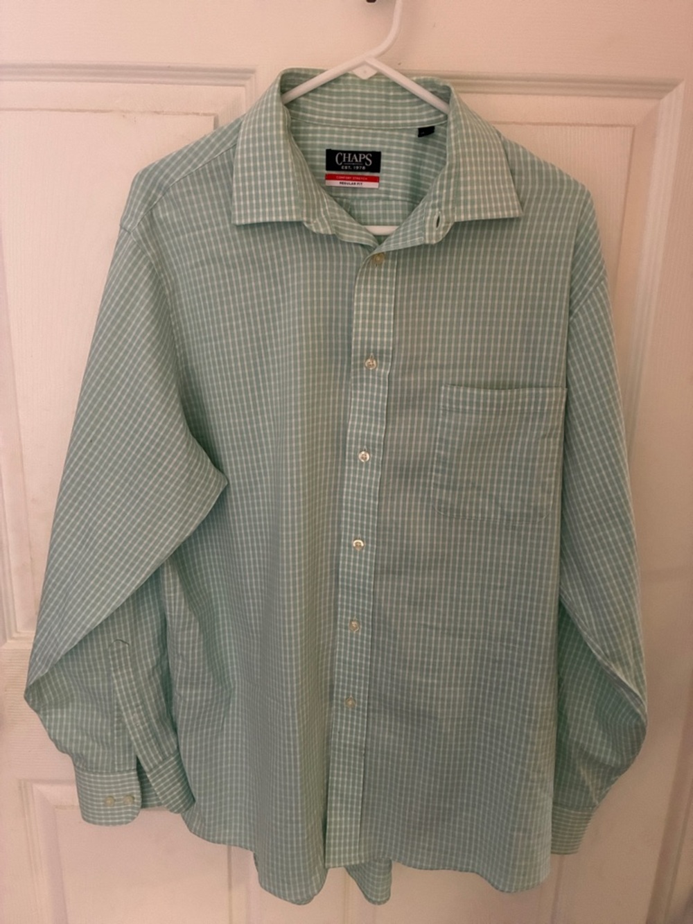 Chaps Mint Green Windowpane Dress Shirt